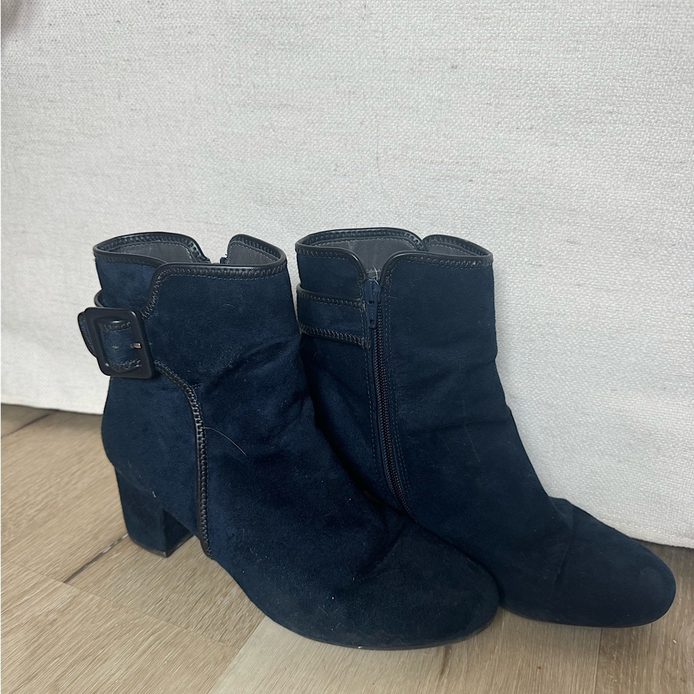 Navy Blue Zip Up Boots